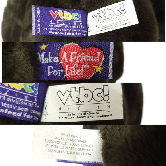 Vermont Teddy Bear 14" Plush Chocolate Brown Stuffed Animal Toy Blue Bow Tie - Picture 12 of 12